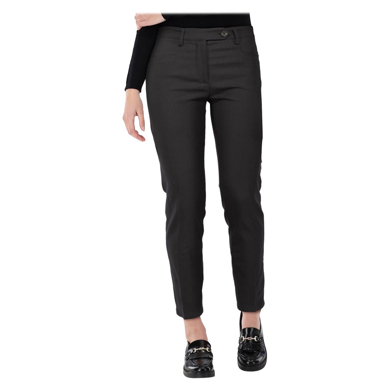 Prada Black Skinny Fit Wool Trousers Size XXS in vendita
