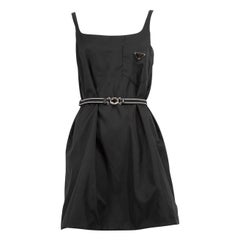 Prada Black Sleeveless Knee Length Dress with Belt Size S