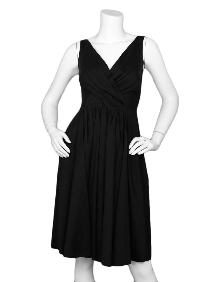 Prada Black Sleeveless Pleated Dress sz IT 38 For Sale at 1stDibs
