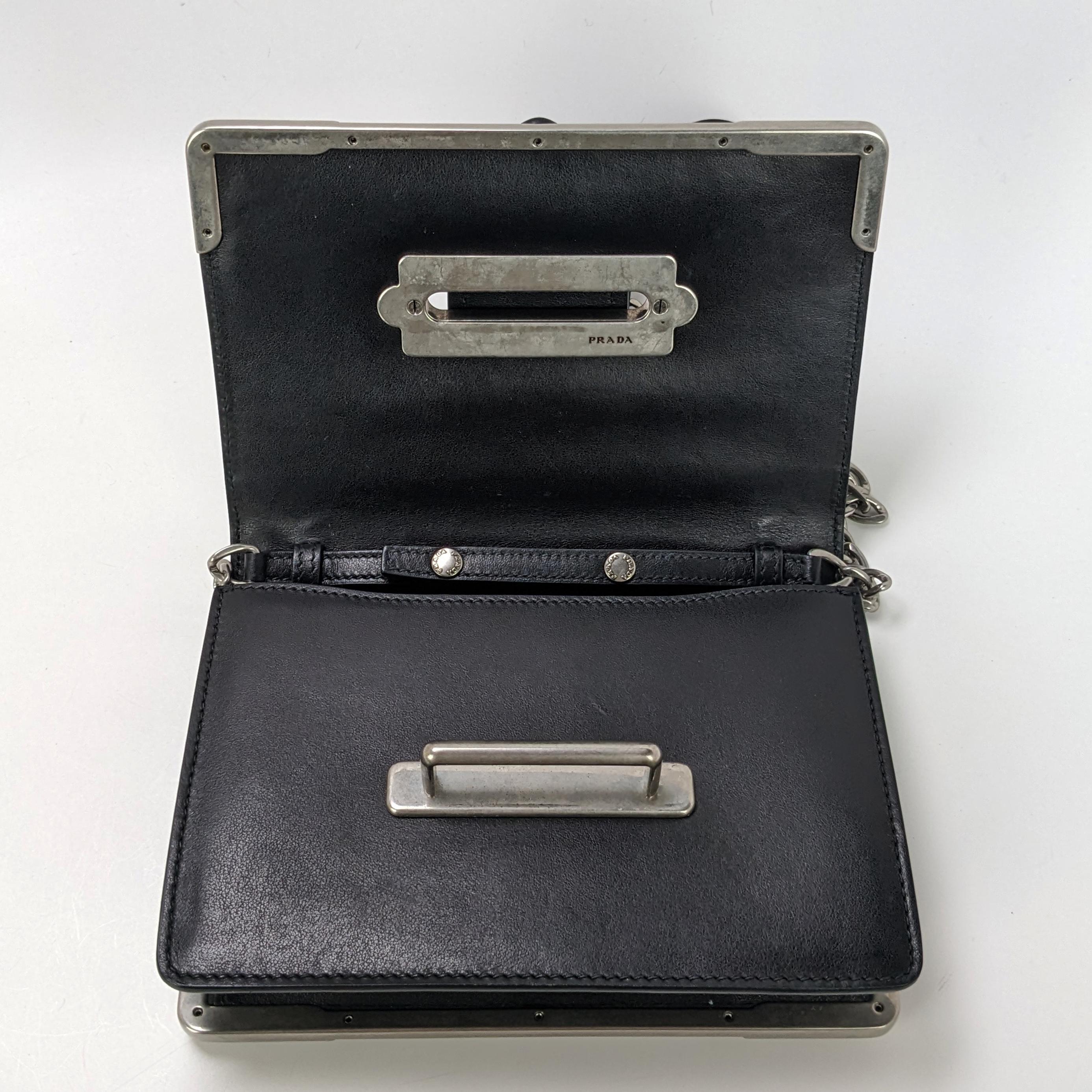 Women's Prada Black Small Astrology Cahier Silver Hardware Crossbody Bag