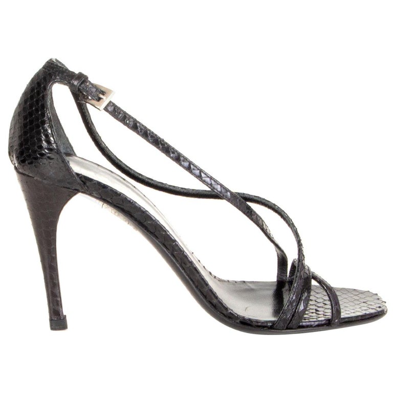 PRADA black snakeskin leather Sandals Shoes 35.5 For Sale at 1stDibs