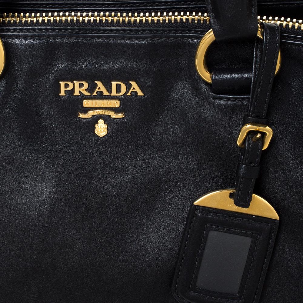 Prada Black Soft Calf Leather Double Zip Tote 3