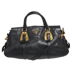 Prada Black Soft Calf Leather Satchel