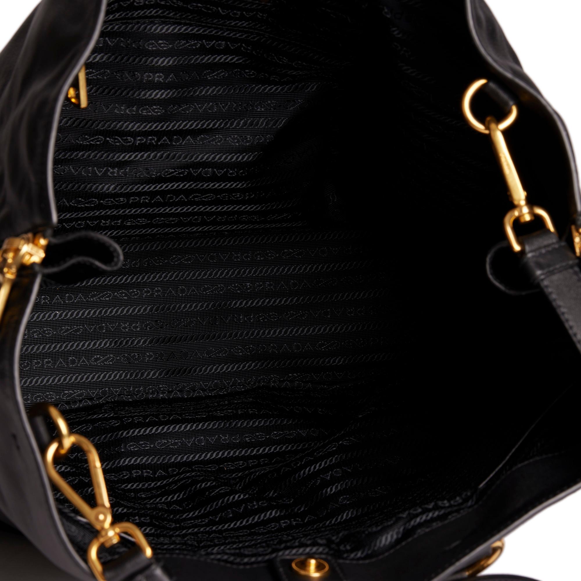 PRADA Black Soft Calf Leather Tote Bag 3