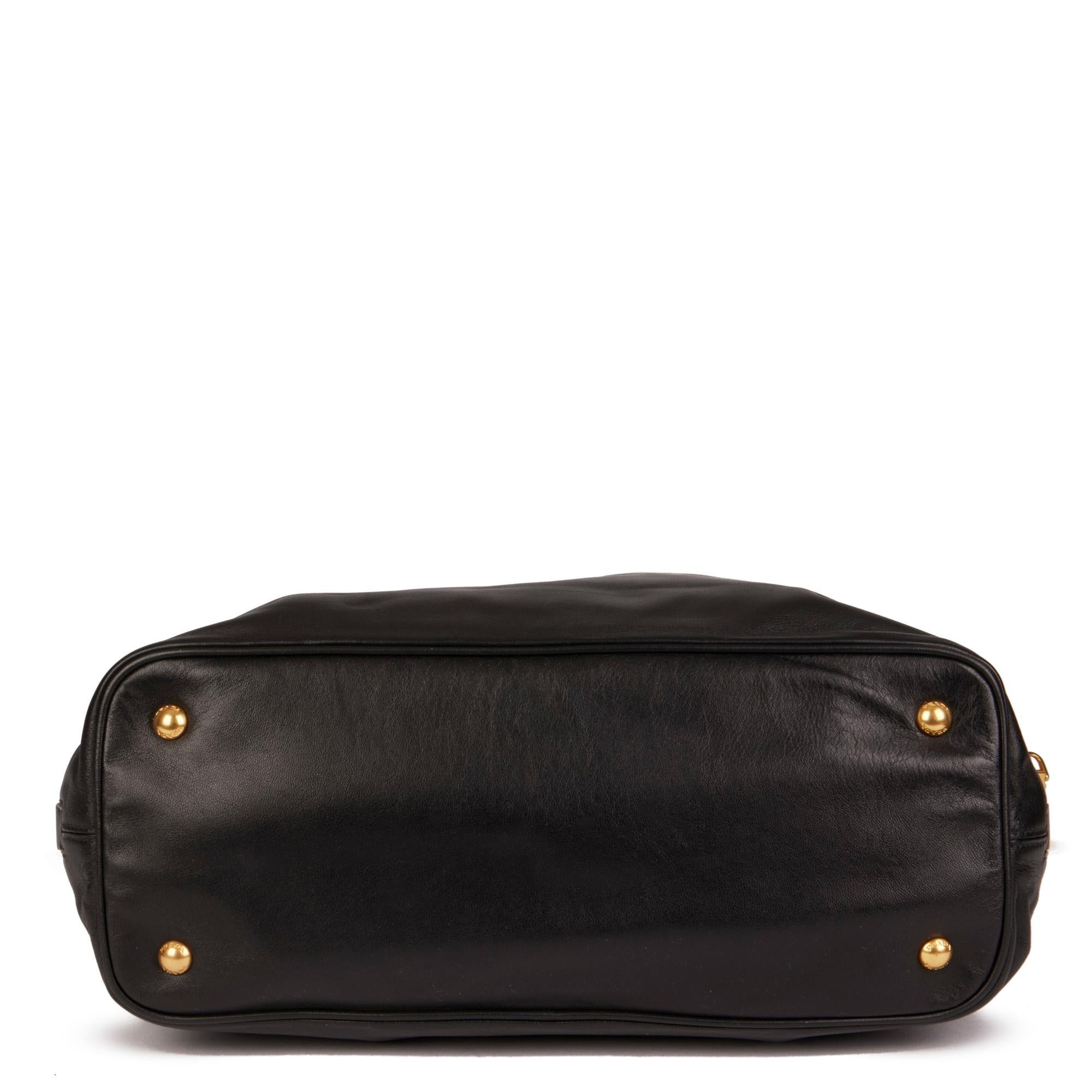 PRADA Black Soft Calf Leather Tote Bag In Excellent Condition In Bishop's Stortford, Hertfordshire