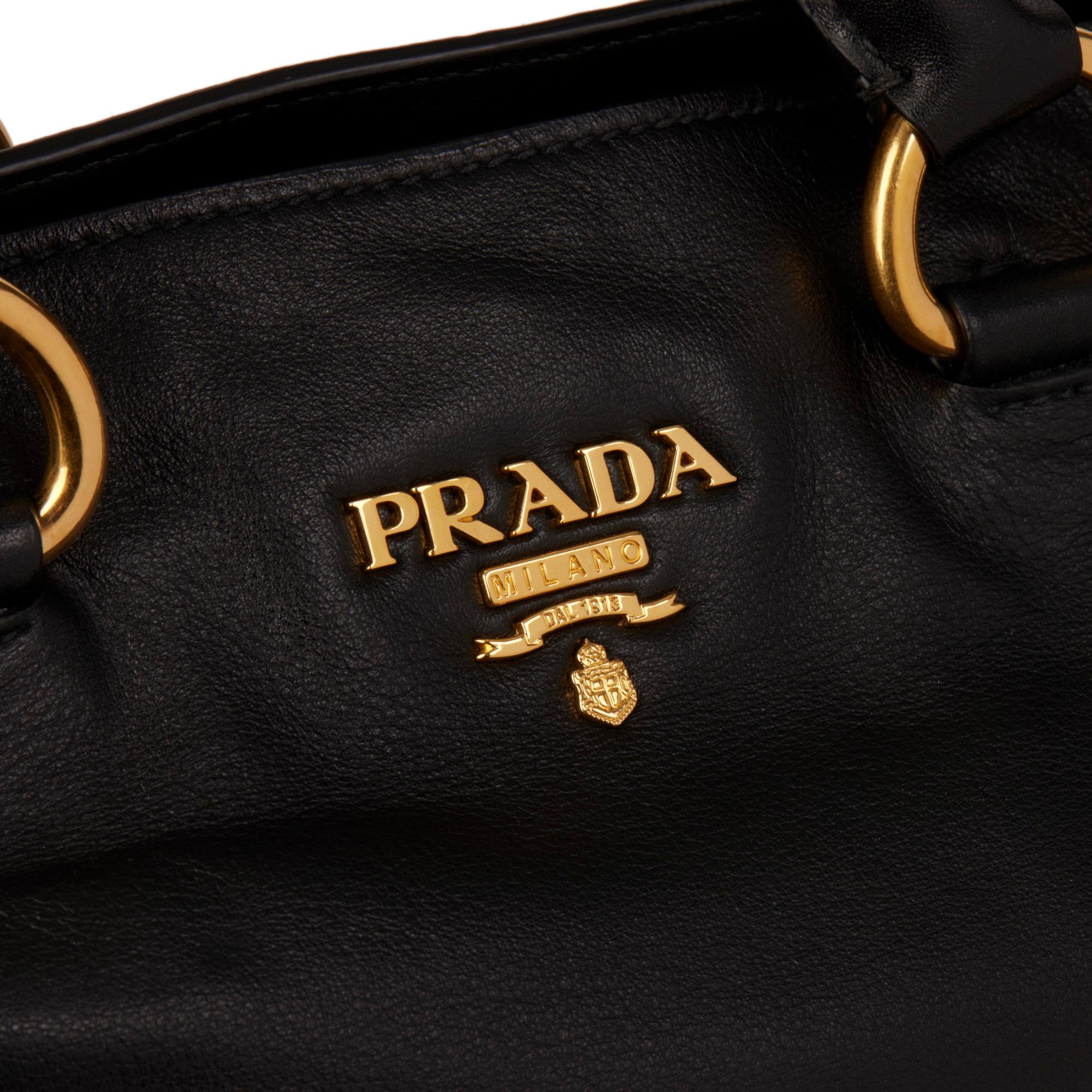 Women's PRADA Black Soft Calf Leather Tote Bag