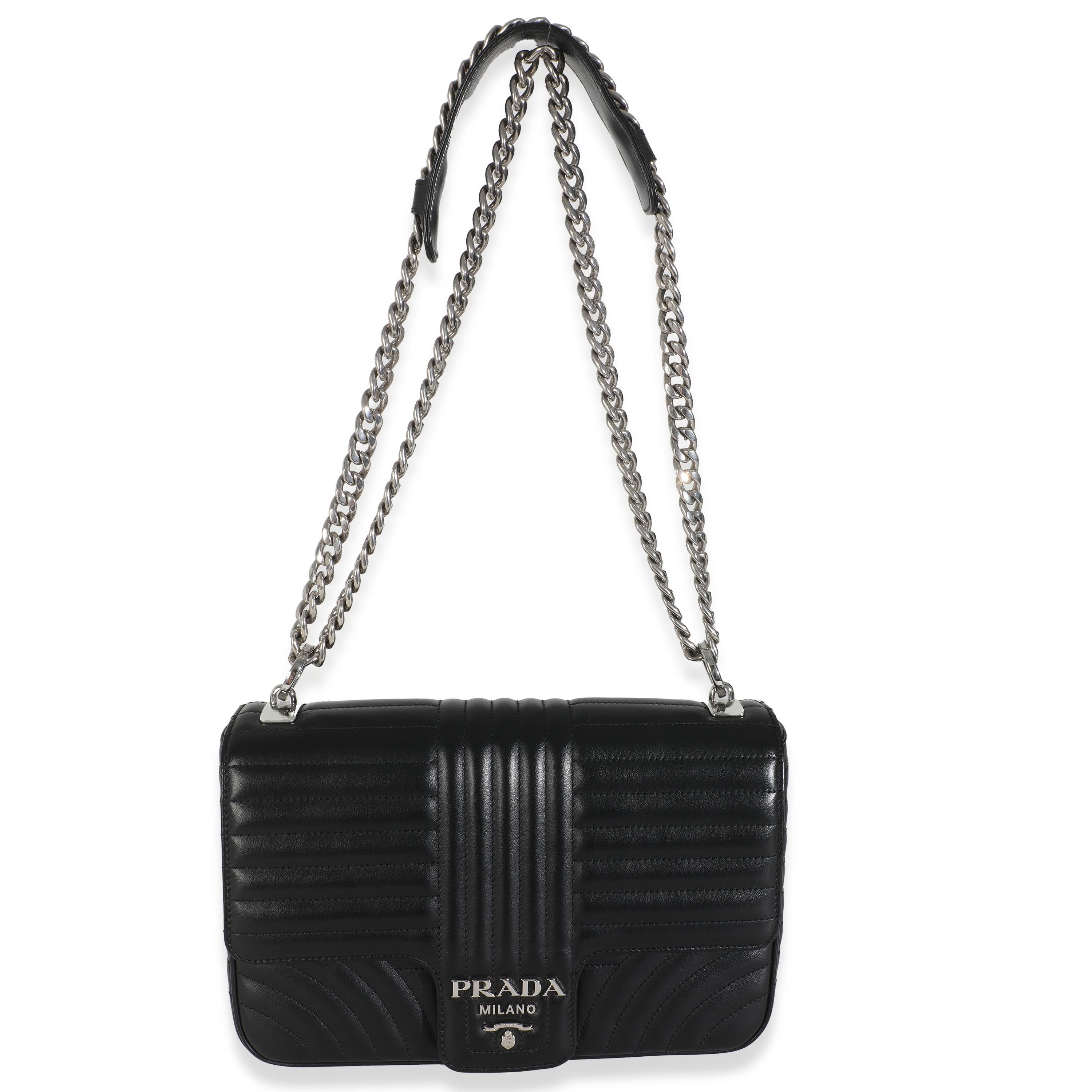 Prada Negro Becerro Suave Medio Impunture Diagramme en venta 2