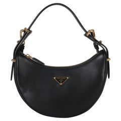 Prada Black Soft Calfskin Small Arque Shoulder Bag
