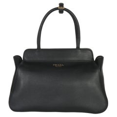 Prada Black Soft Grain Calfskin Medium Tote