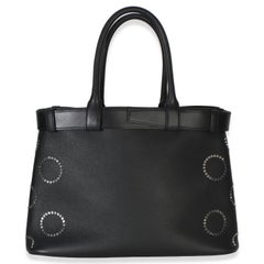 Prada Black Soft Grain Calfskin Studded Large Buckle Bag With Belt