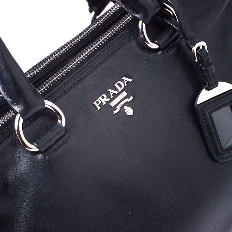 Prada Black Soft Leather Double Zip Tote 2