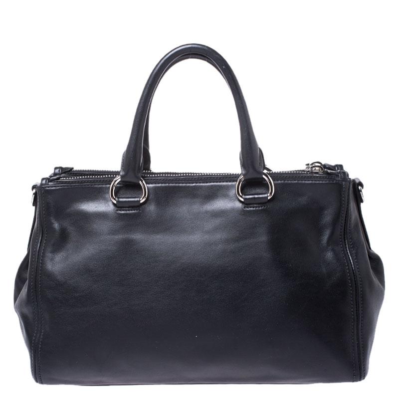 Prada Black Soft Leather Double Zip Tote 3