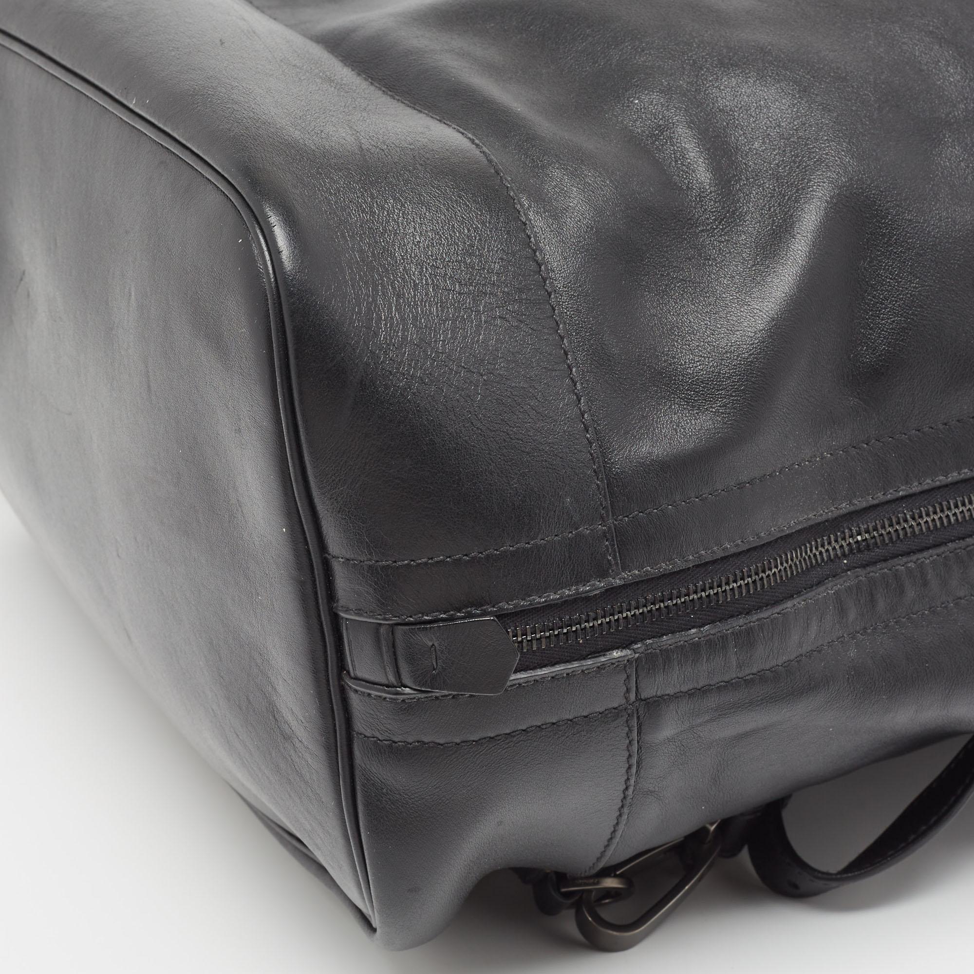 Prada Black Soft Leather Drawstring Backpack For Sale 6
