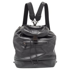 Prada Schwarzer Rucksack aus weichem Leder mit Kordelzug