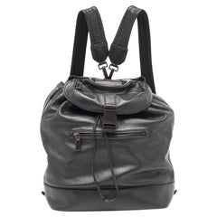 Used Prada Black Soft Leather Drawstring Backpack