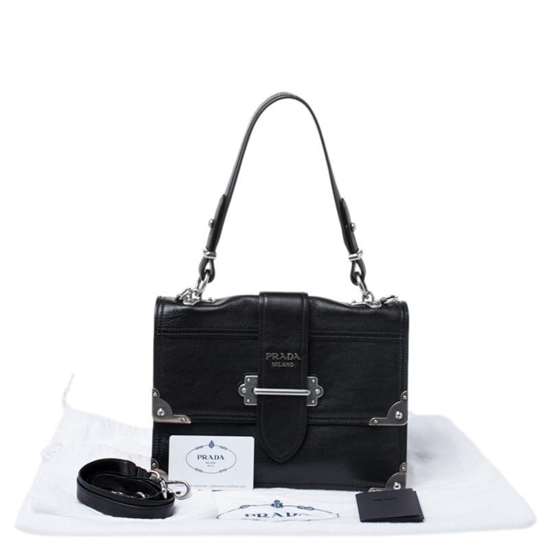 Prada Black Soft Leather Large Cahier Top Handle Bag 6