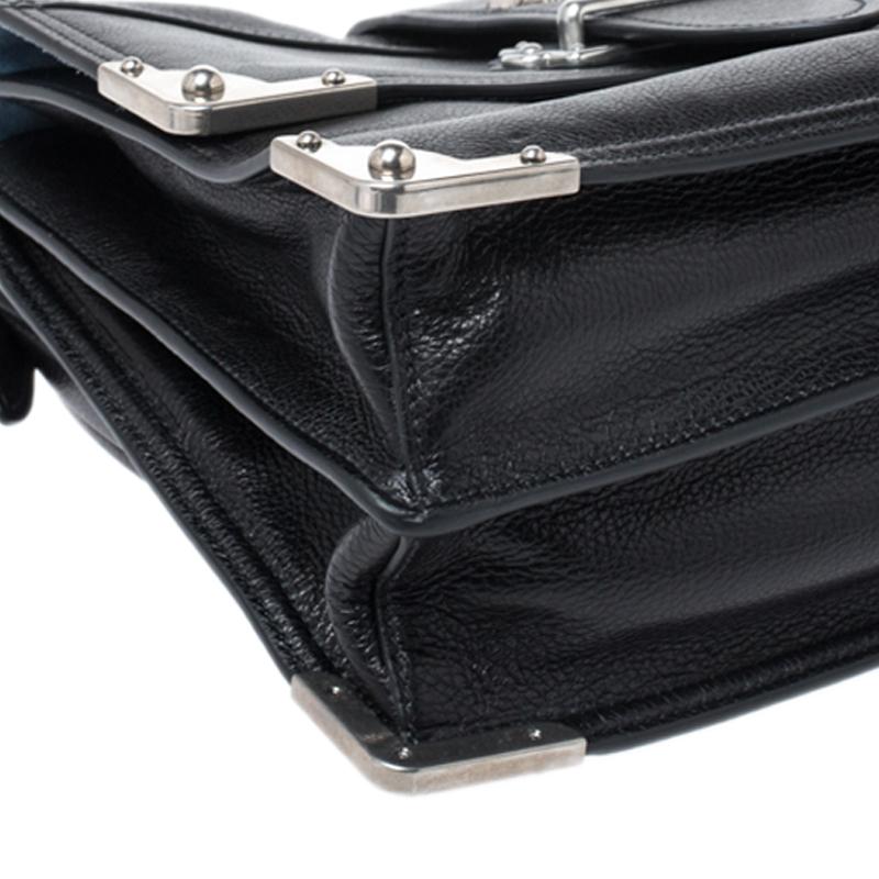 Prada Black Soft Leather Large Cahier Top Handle Bag 2