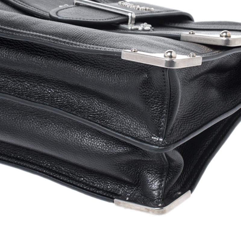 Prada Black Soft Leather Large Cahier Top Handle Bag 3