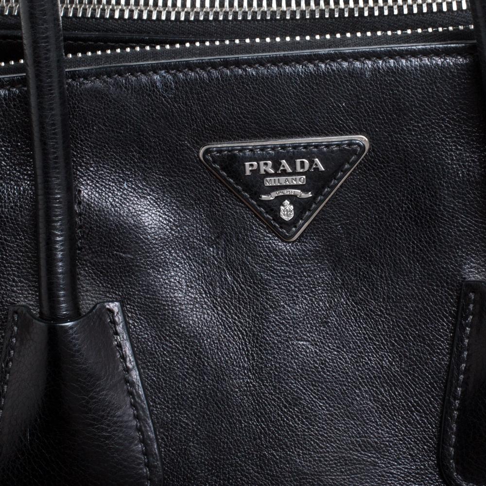 Prada Black Soft Leather Medium Twin Pocket Tote 6