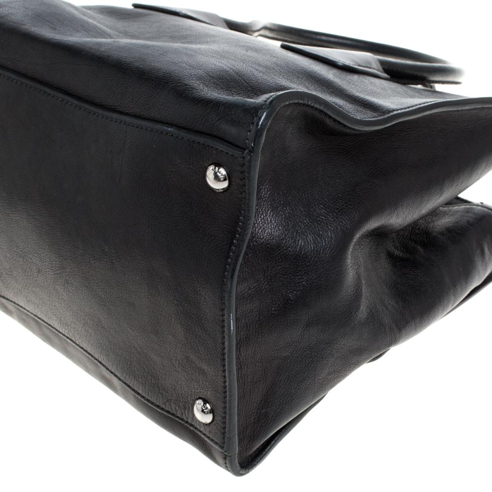 Prada Black Soft Leather Medium Twin Pocket Tote 5