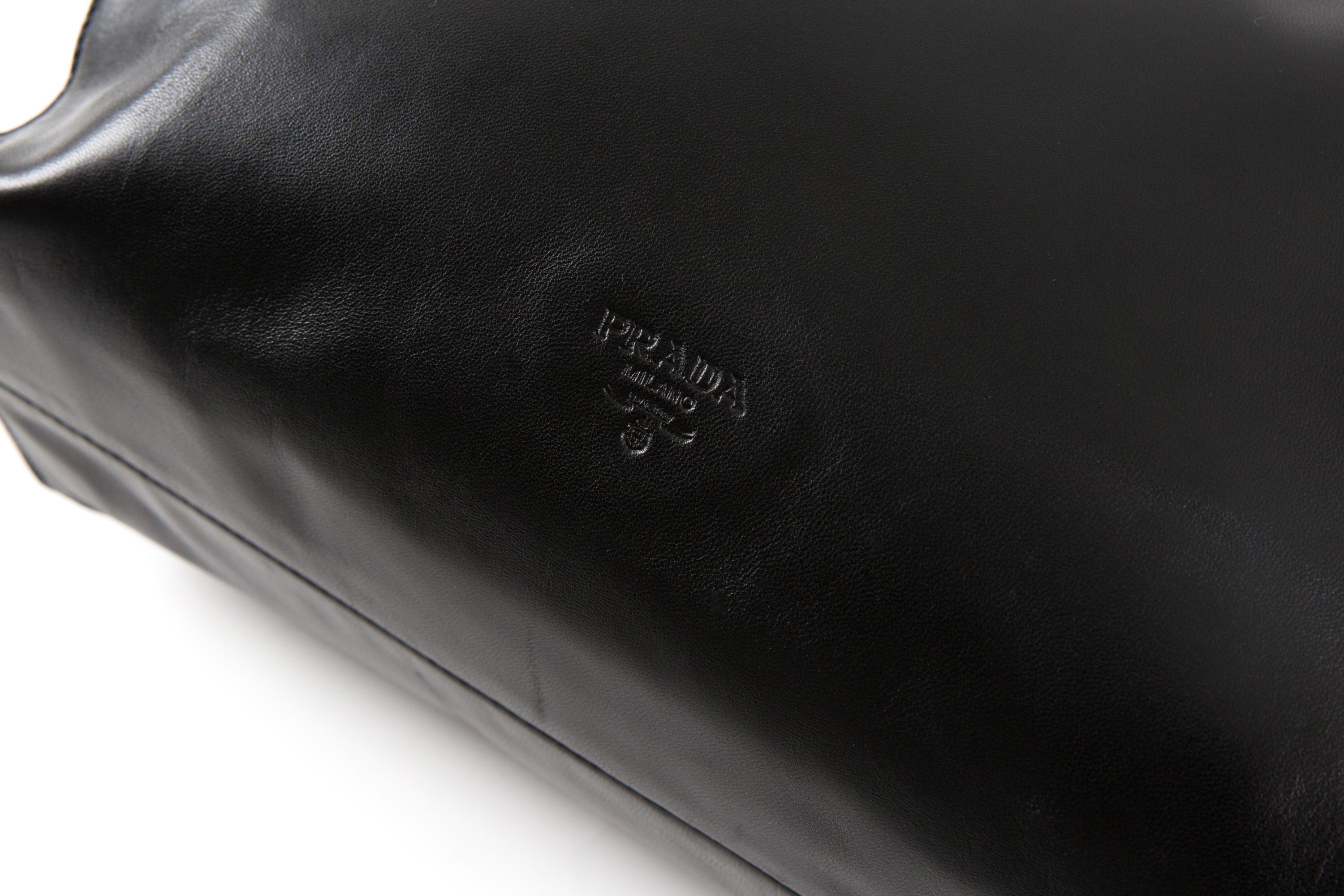Women's Prada Black Soft Napa Leather Handbag For Sale