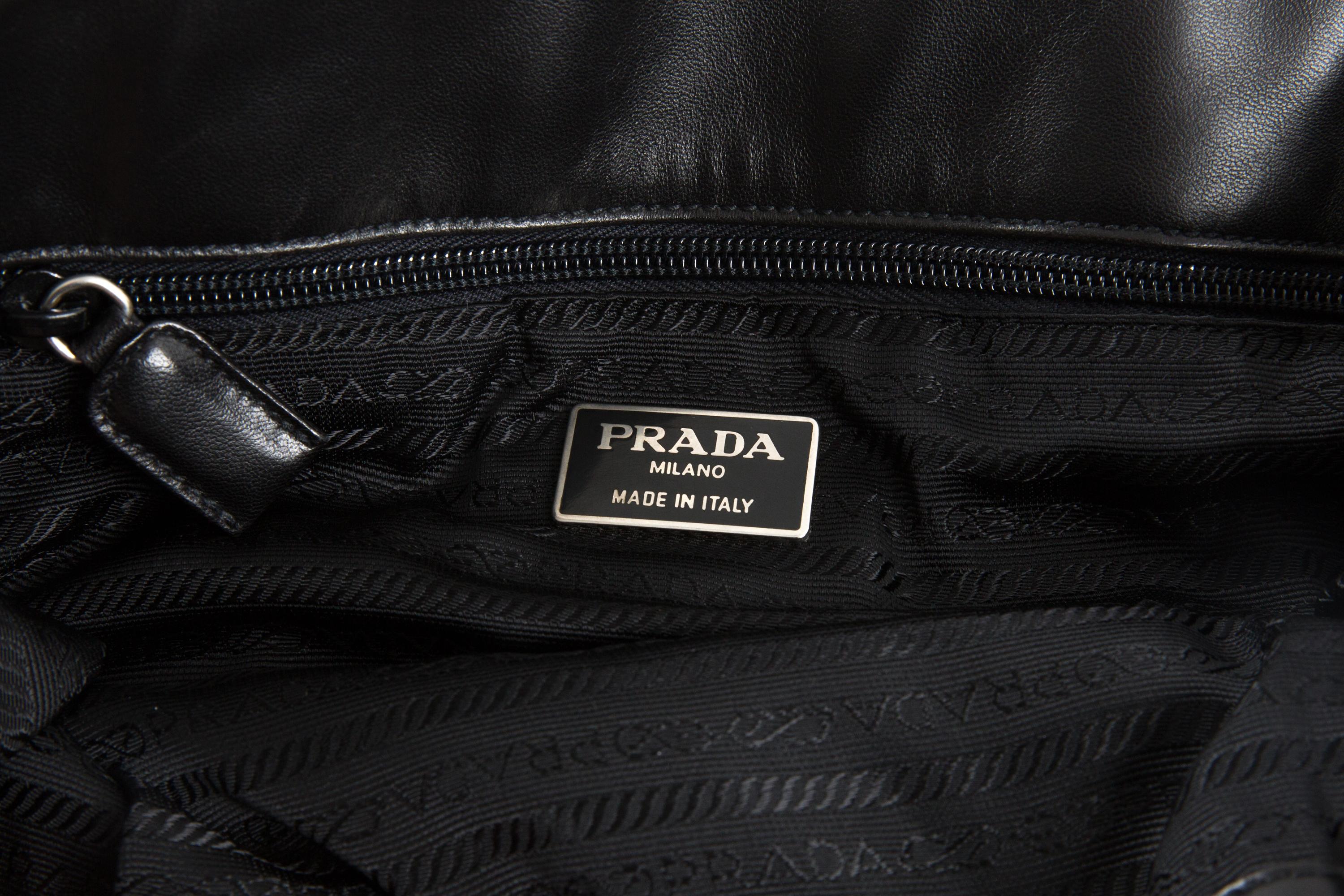 Prada Black Soft Napa Leather Handbag For Sale 3