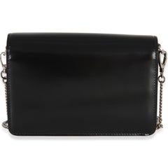 Prada Black Spazzolato Triangle Logo Plate Flap Chain Crossbody Bag