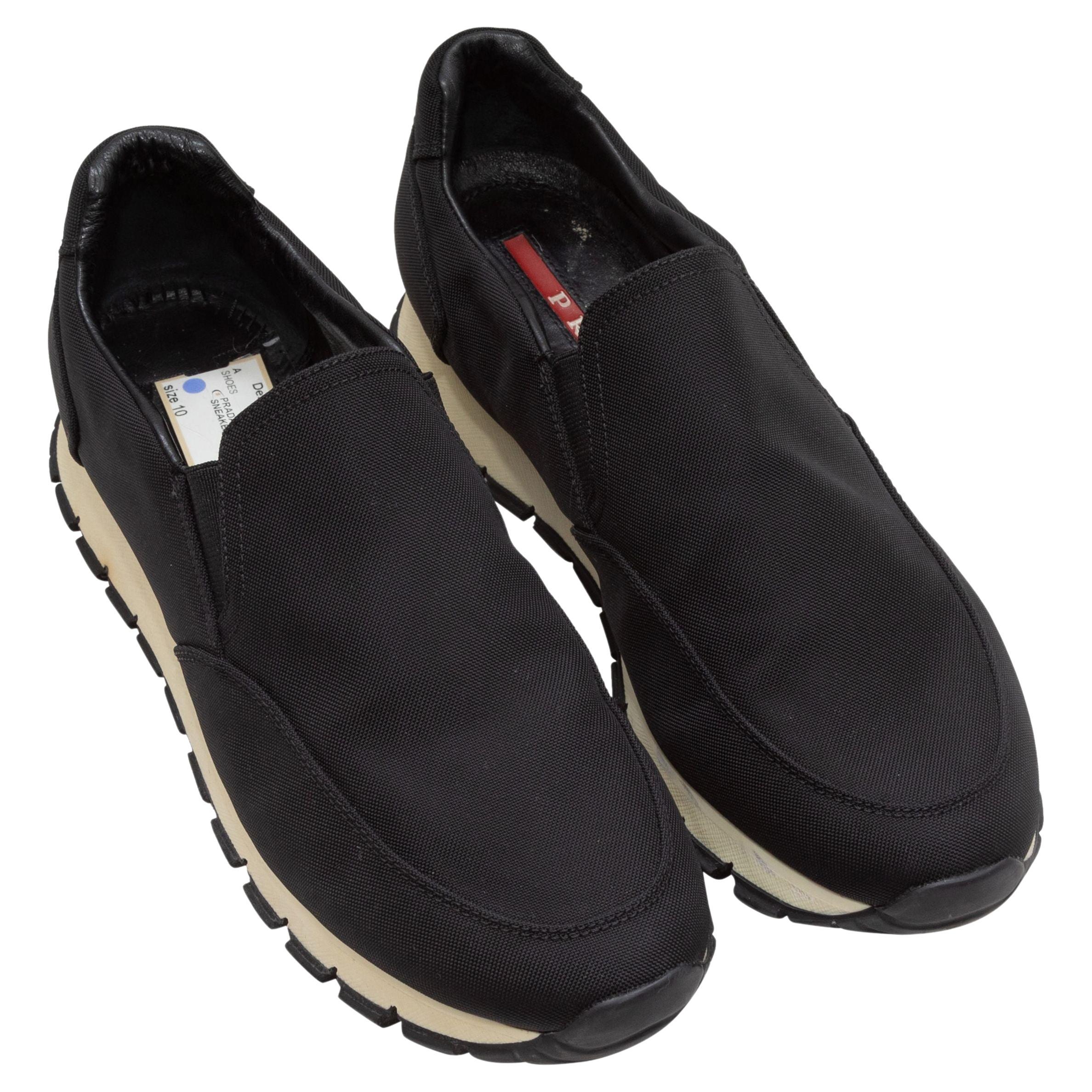 Prada Black Sport Nylon Slip-On Sneakers For Sale at 1stDibs