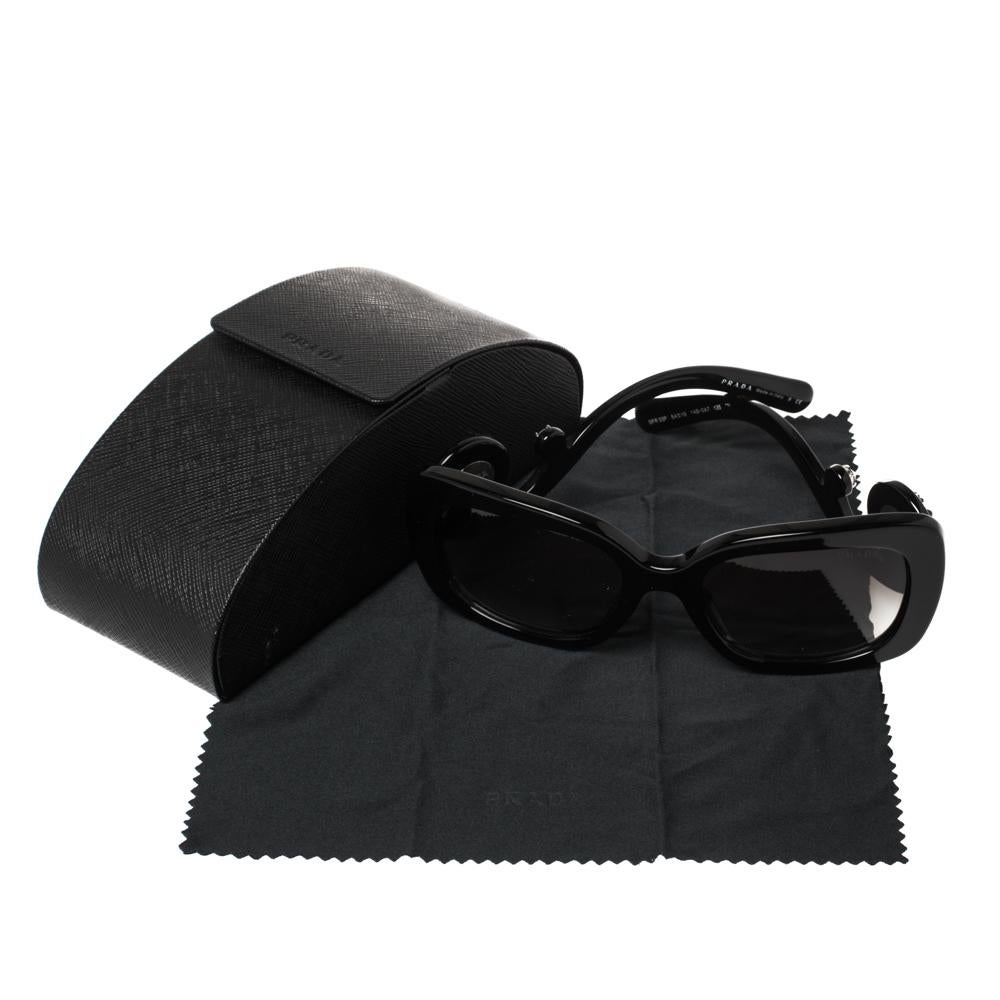 Prada Black SPR33P Crystal Embellished Rectangular Sunglasses In Good Condition In Dubai, Al Qouz 2