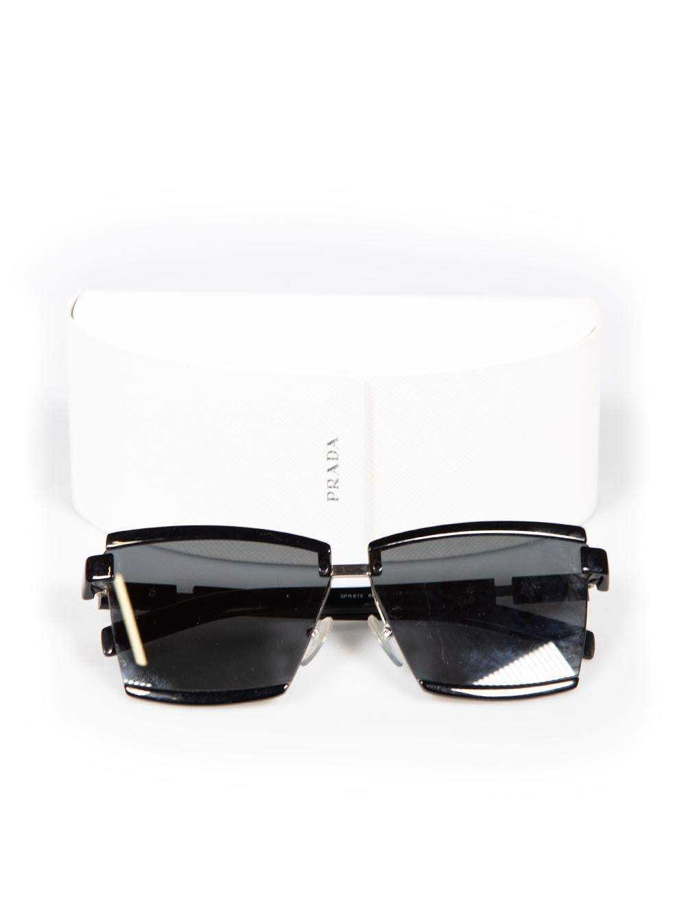 Prada Black SPR61X Square Frame Sunglasses For Sale 1