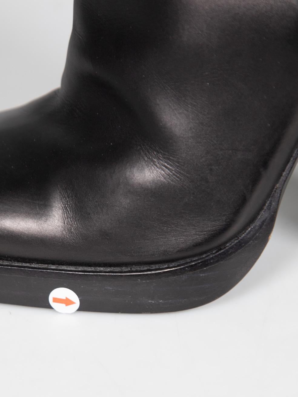 Prada Black Square Toe Heeled Leather Boots Size IT 38 3