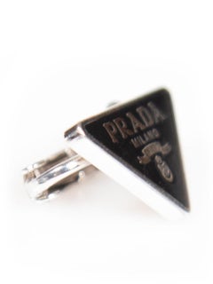 Prada Black Sterling Silver Symbole Clip-On Earring