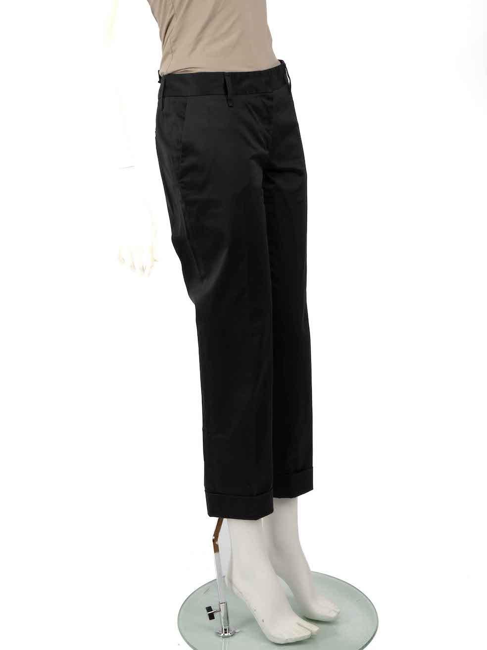 CONDITION is Very good. Minimal wear to trousers is evident. Minimal wear to the front left leg where some small discolouration can be seen on this used Prada designer resale item.
 
 
 
 Details
 
 
 Black
 
 Cotton
 
 Trousers
 
 Straight leg
 
