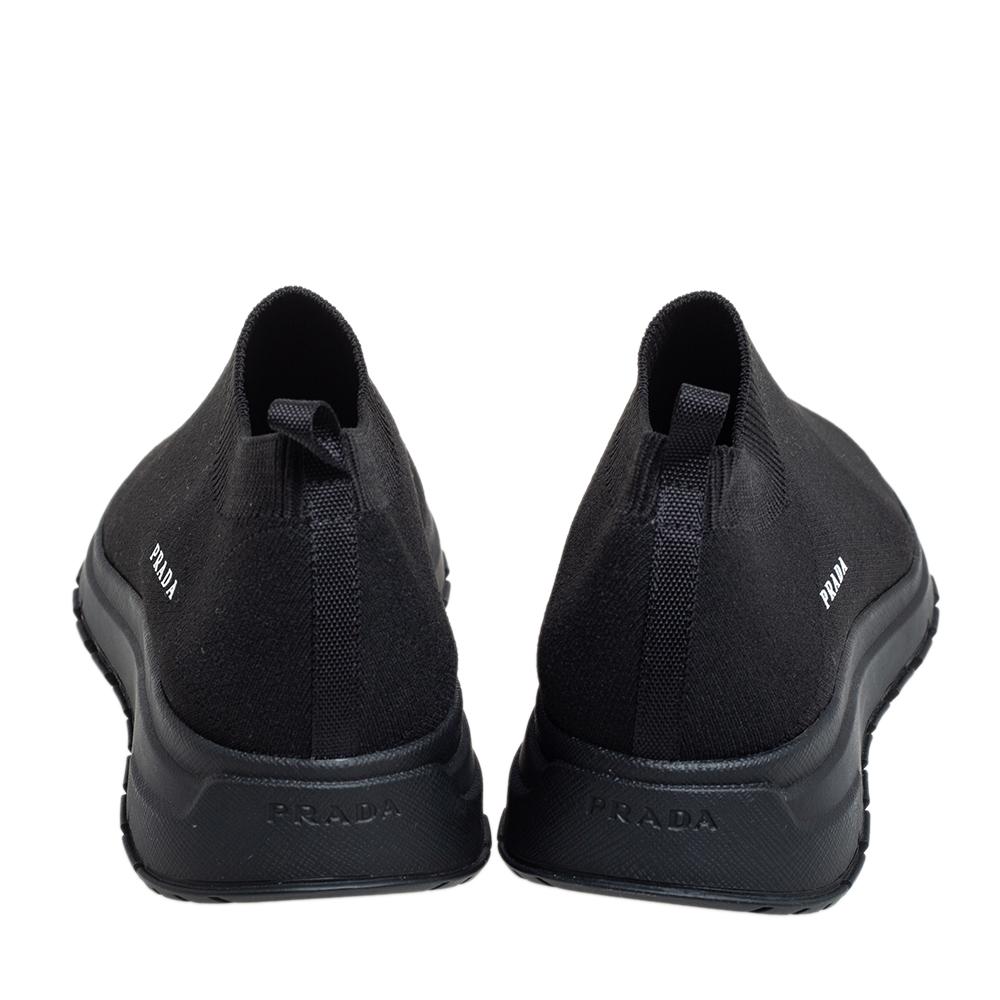 Women's Prada Black Stretch Fabric Low Top Sneakers Size 37