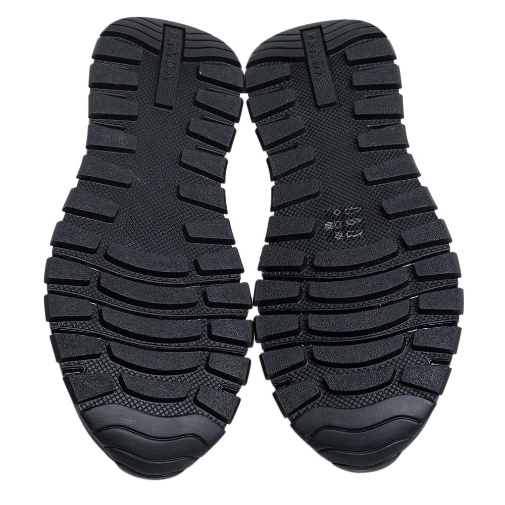 Prada Black Stretch Fabric Low Top Sneakers Size 37 3
