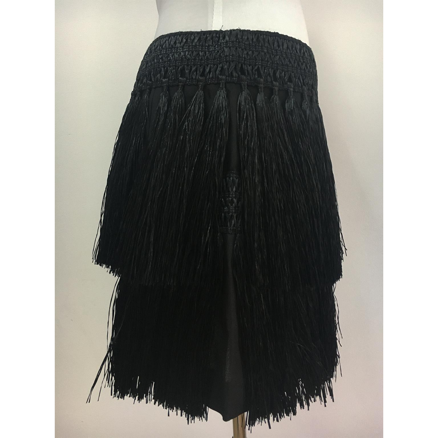 De las mujeres Prada Negro Cuerdas Hula Falda de paja NWT