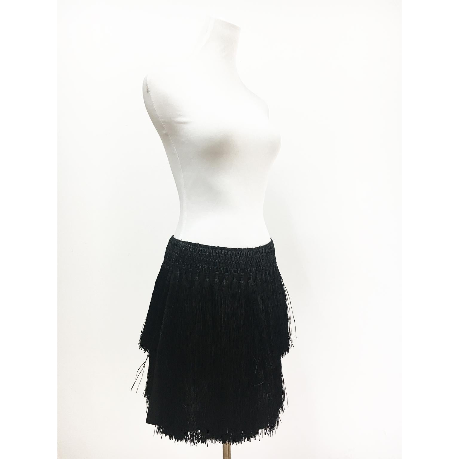 Prada Negro Cuerdas Hula Falda de paja NWT 1