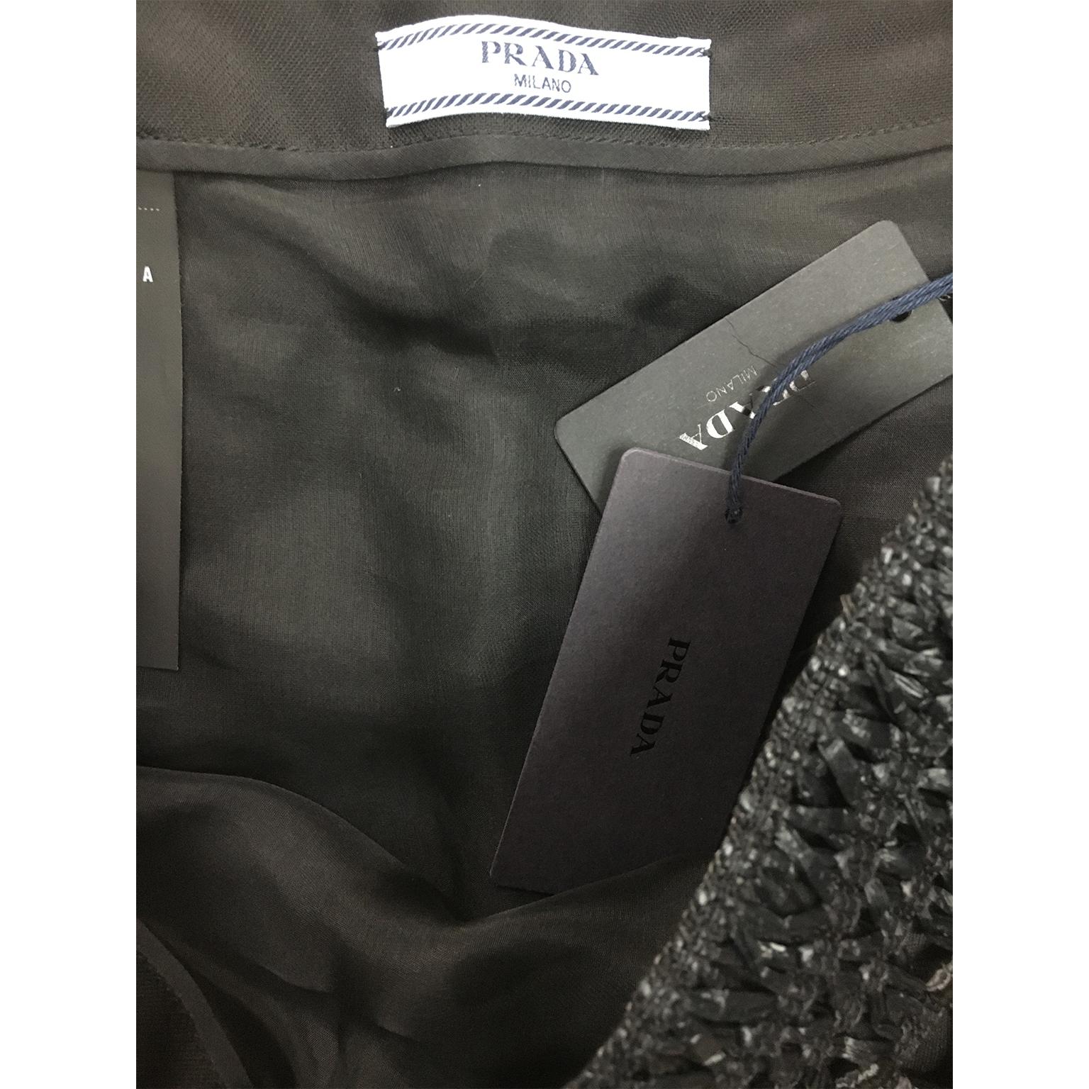 Prada Negro Cuerdas Hula Falda de paja NWT 3
