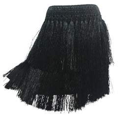 Prada Gonna di paglia Hula con corde nere NWT