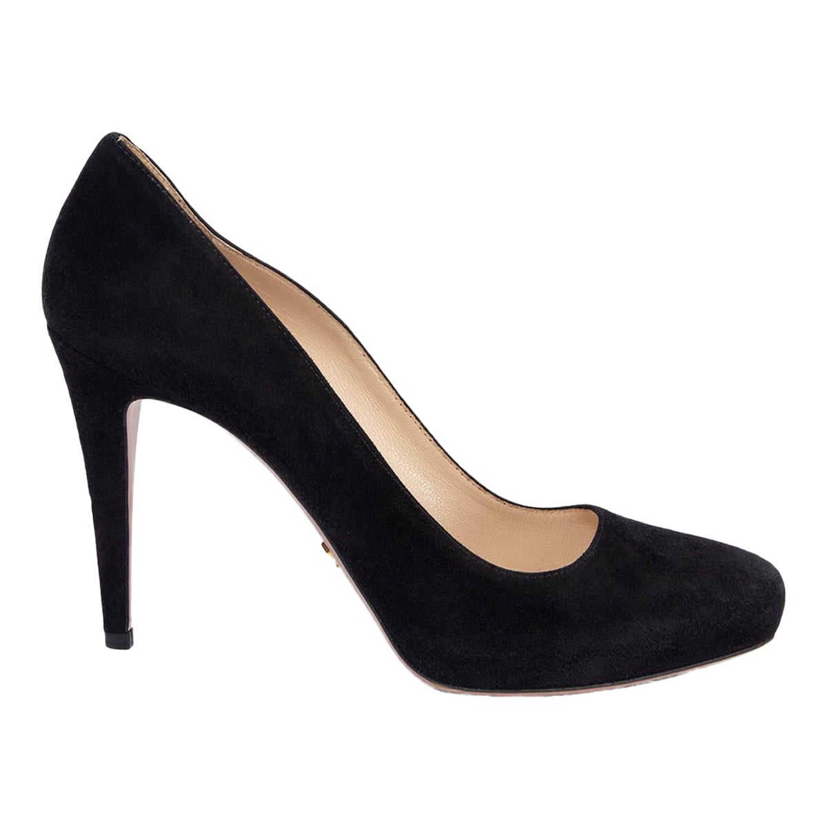 PRADA camoscio nero ALMOND TOE HIDDEN PLATFORM Scarpe 39.5