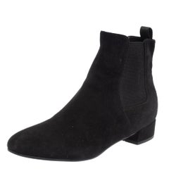 Prada Black Suede And Elastic Slip On Chelsea Boots Size 36.5
