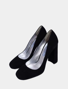 Prada Black Suede Block Heel Pumps - EU 37