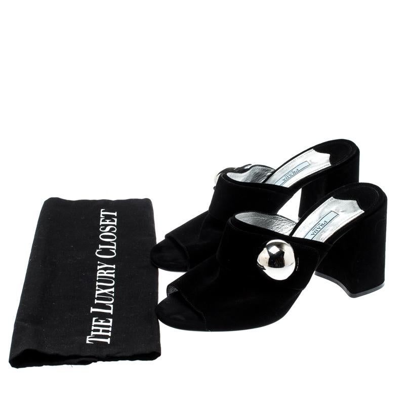 prada black suede mules