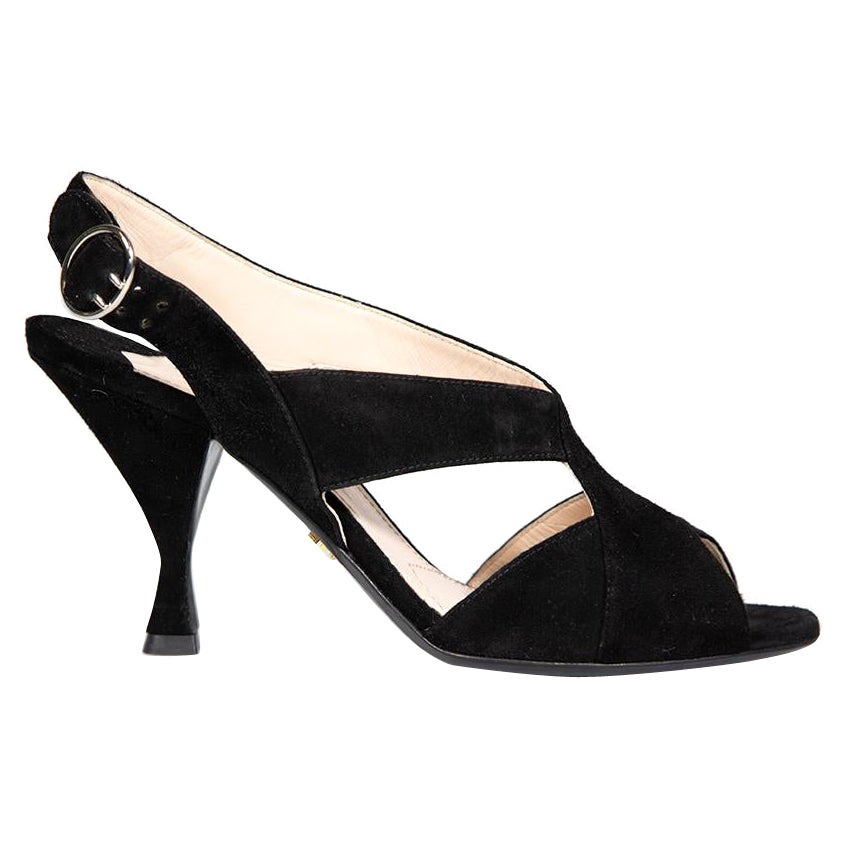Prada Black Suede Cross Strap Sandals Size IT 37