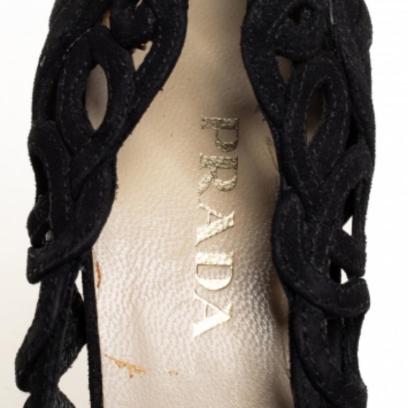 Women's Prada Black Suede Cutout  Pumps Size 38 For Sale
