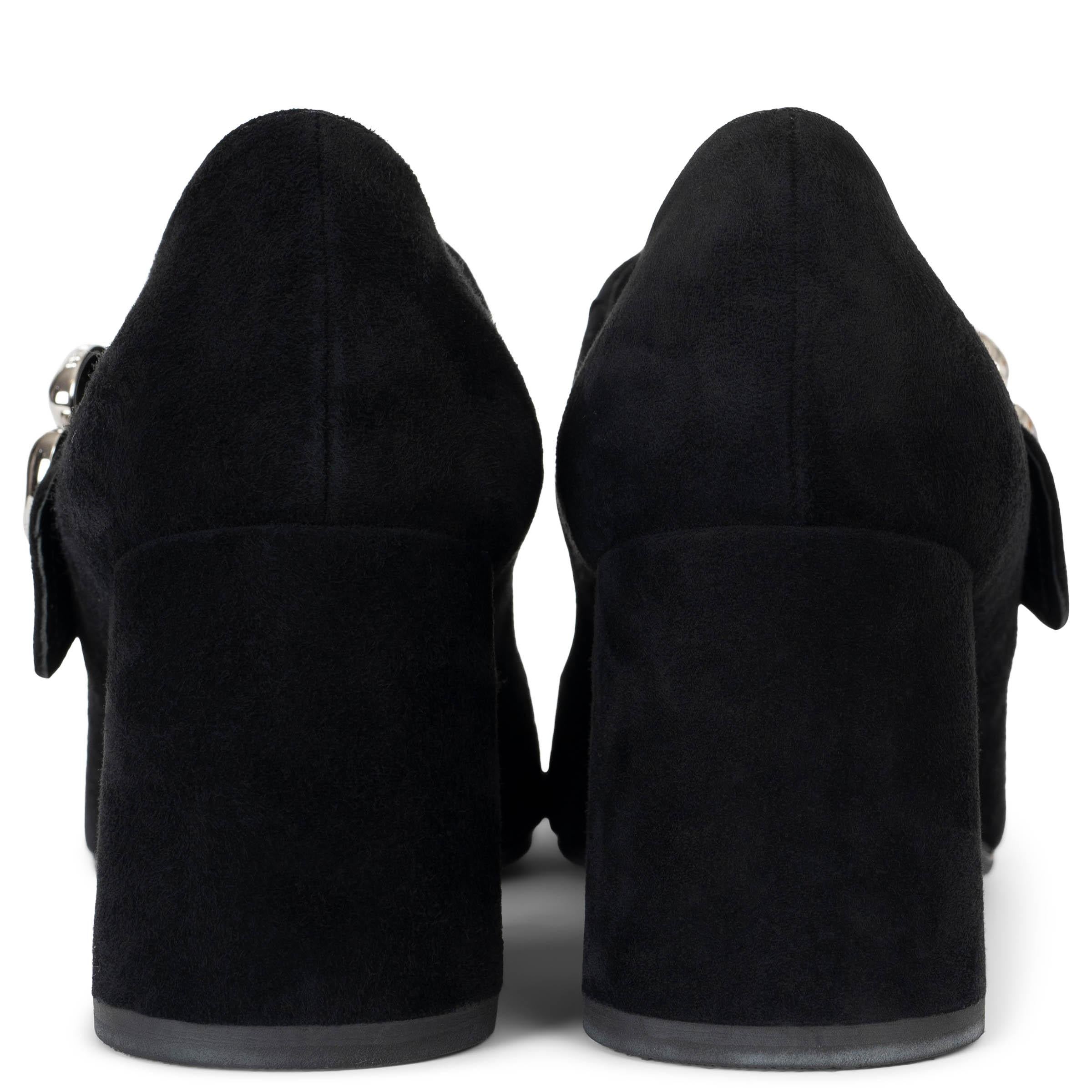 PRADA ante negro FLOR EMBELLECED MARY JANE Bombas Zapatos 39 en Excelente estado para la venta en Zürich, CH