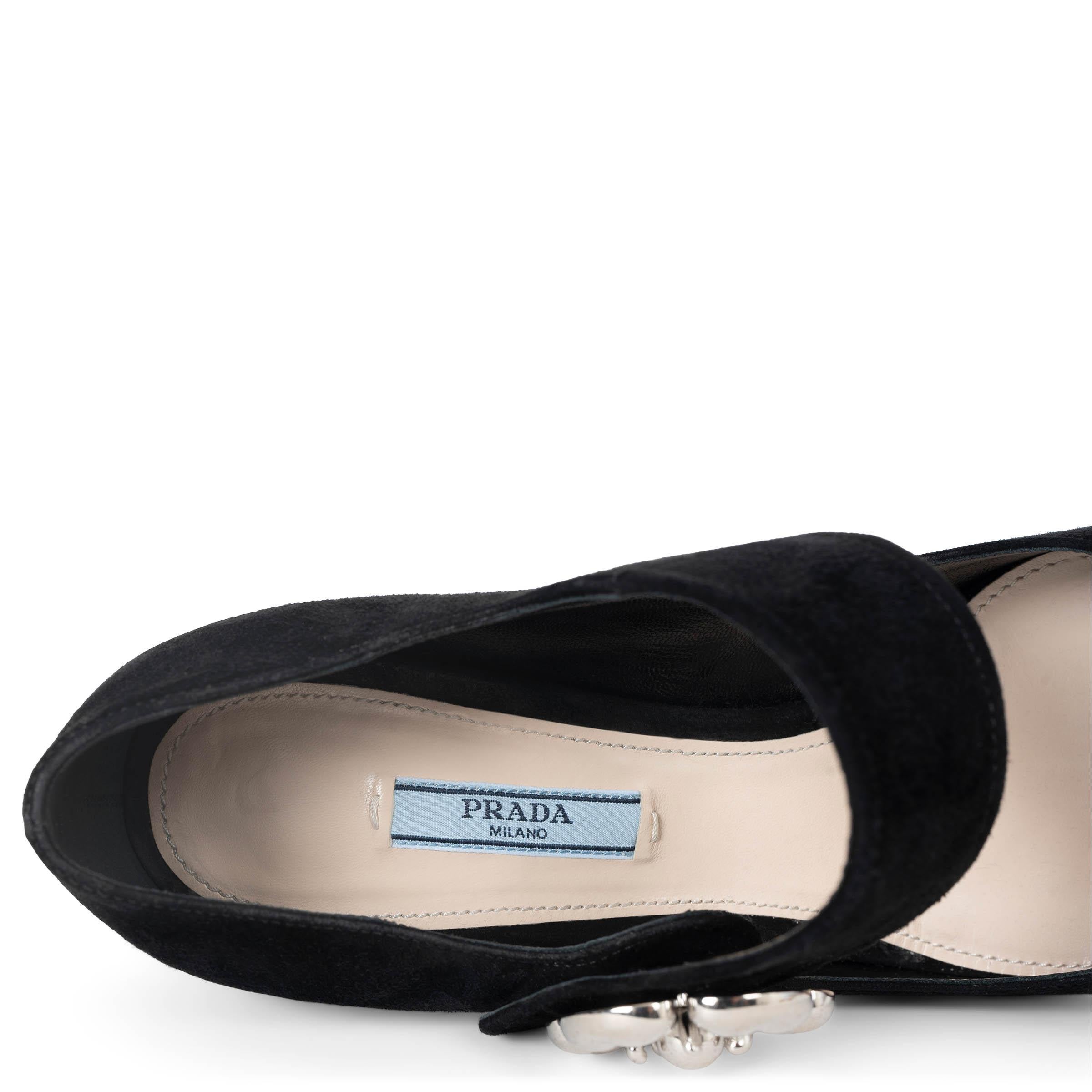 PRADA ante negro FLOR EMBELLECED MARY JANE Bombas Zapatos 39 en venta 1