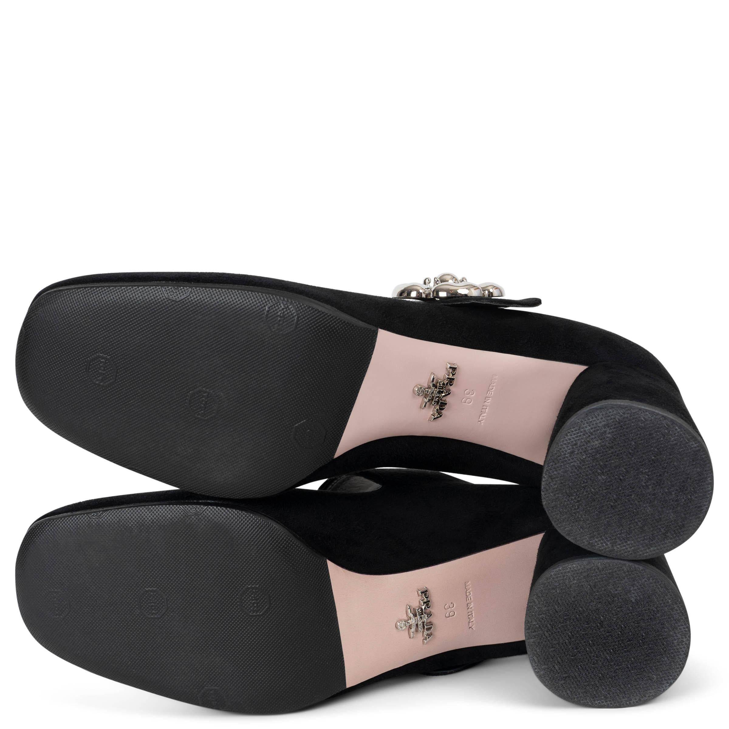 PRADA ante negro FLOR EMBELLECED MARY JANE Bombas Zapatos 39 en venta 2