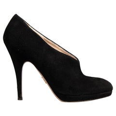 Prada Black Suede High Collar Pumps Size IT 37.5