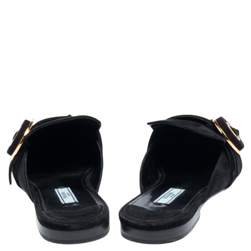 Women's Prada Black Suede Kiltie Fringed Mule Sandals Size 38